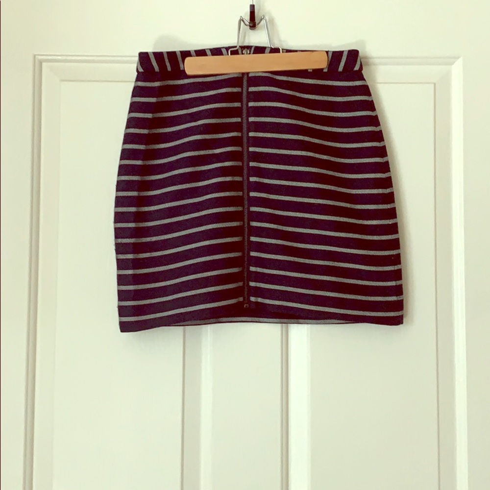 Navy and White Striped Skirt